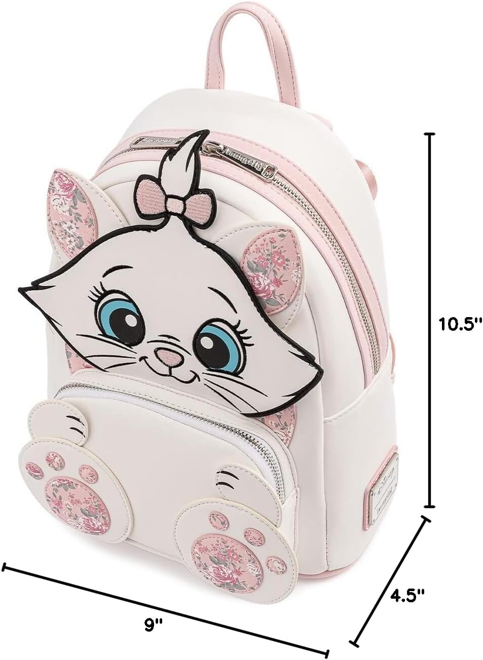 Loungefly Disney Marie Floral Footsy Womens Double Strap Shoulder Bag Backpack