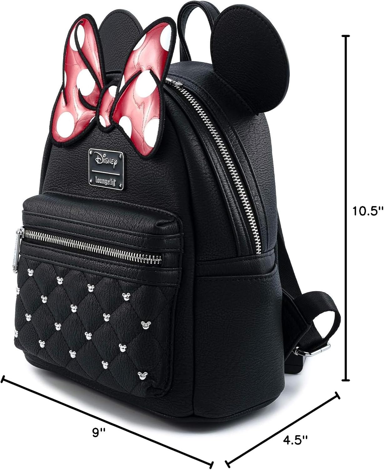 Loungefly Disney Minnie Mouse Bow Faux Leather Womens Double Strap Shoulder Bag Backpack