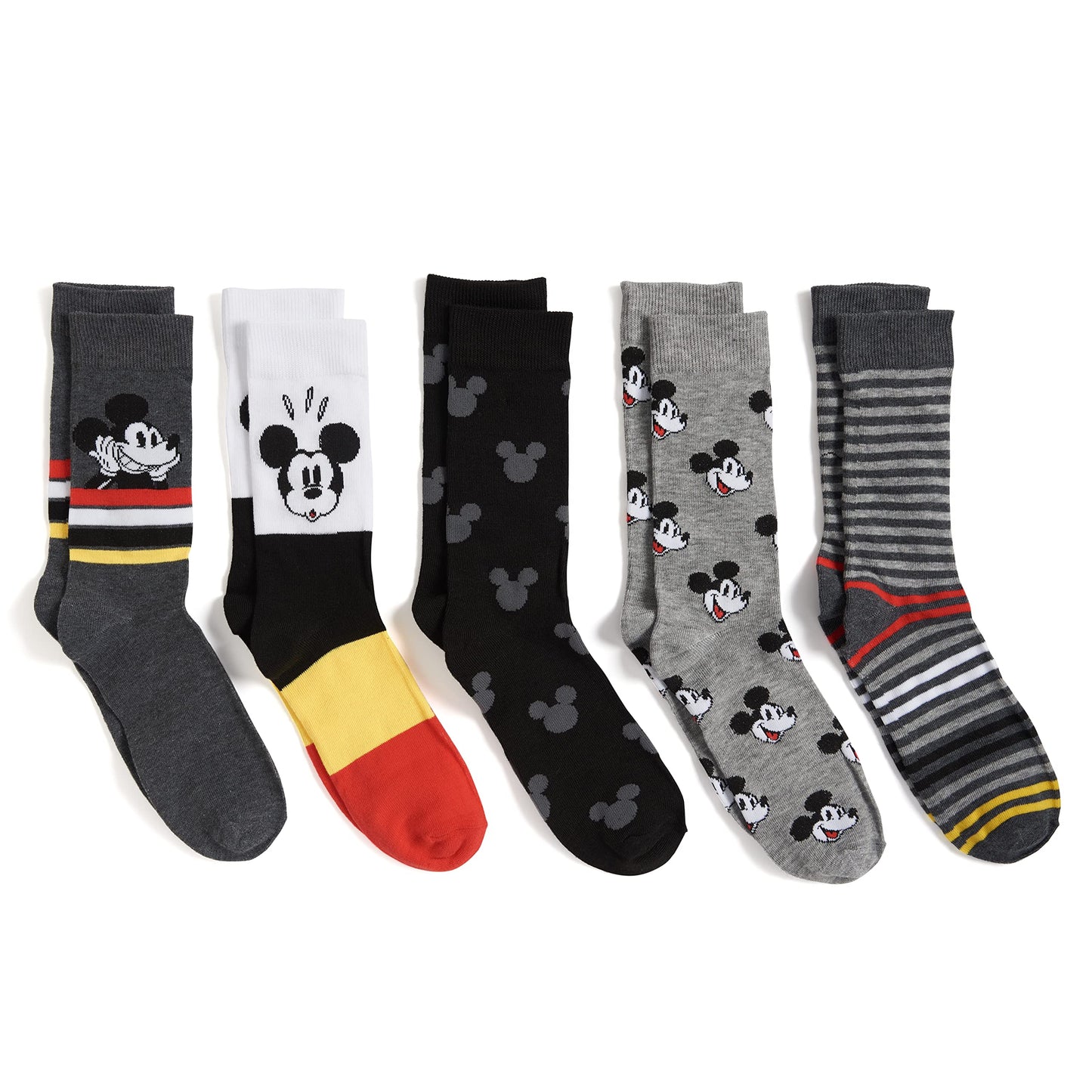 Disney mens Mickey Mouse 5 Pack Crew Socks