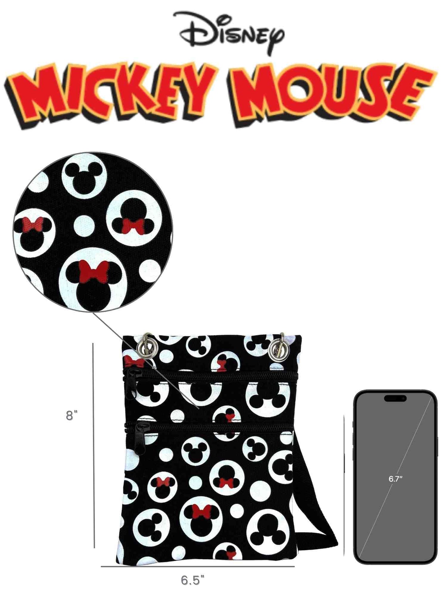 Disney Passport Bag Crossbody Travel Mickey Minnie Eeyore Stitch Cheshire All Over Print