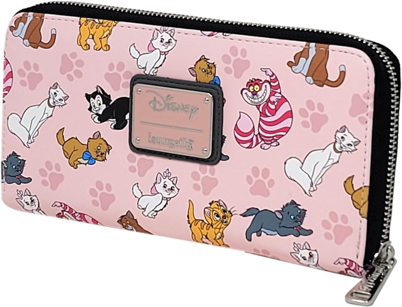 Loungefly Disney Cats Wallet Zip Around Clutch Faux Leather