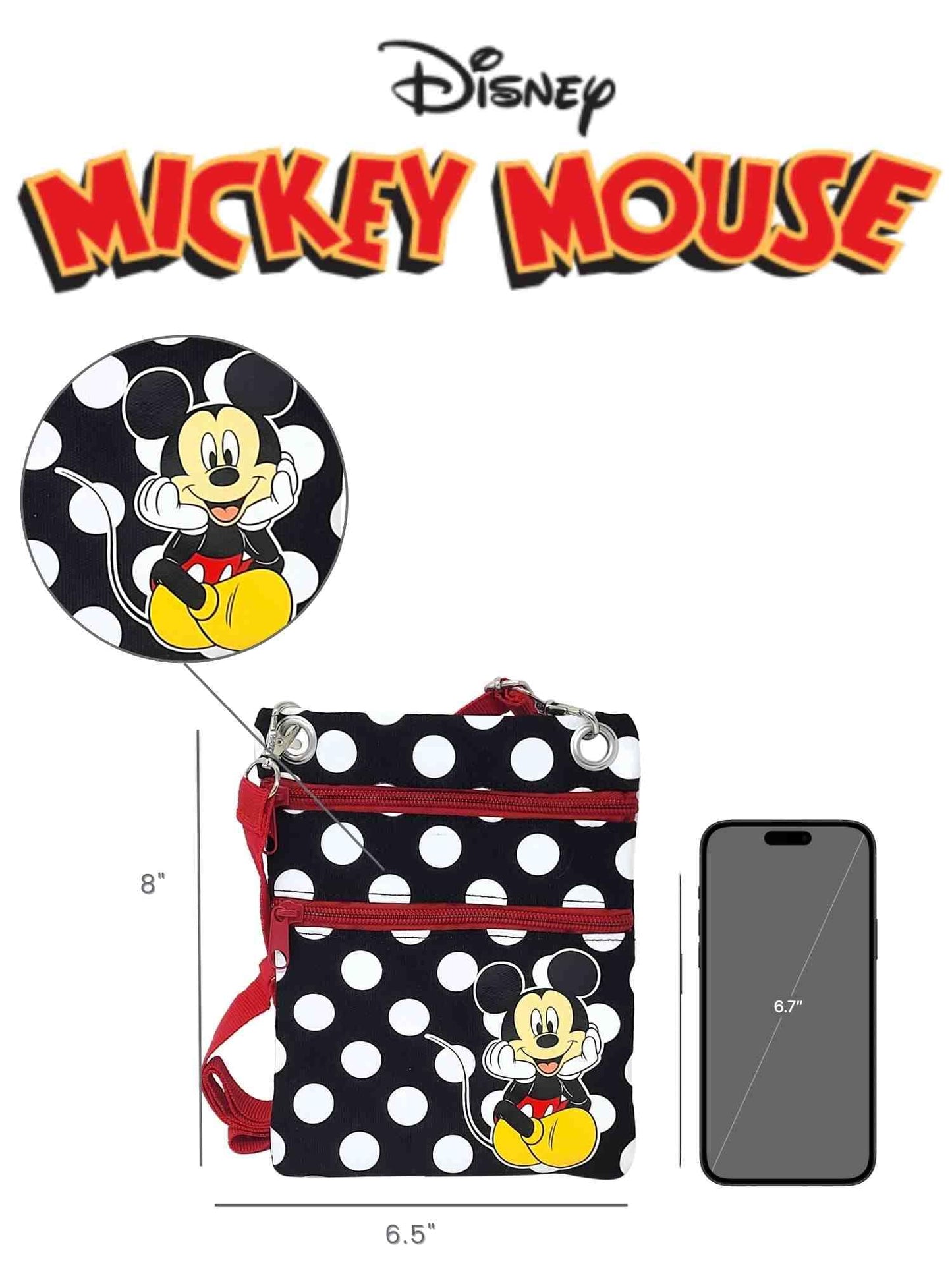 Disney Passport Bag Crossbody Travel Mickey Minnie Eeyore Stitch Cheshire All Over Print