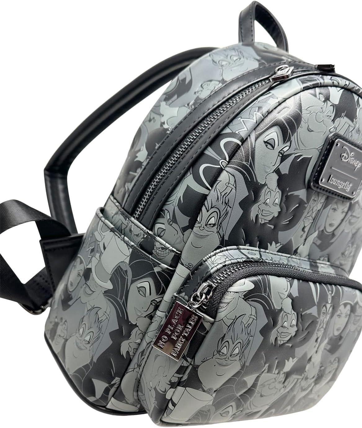 Loungefly Disney Villains Debossed All Over Print Womens Double Strap Shoulder Bag Backpack