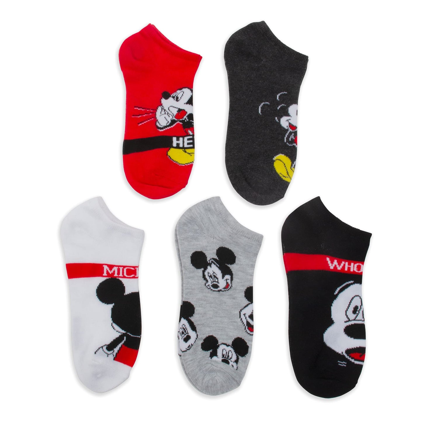Disney Women's Mickey Mouse 5 Pack No Show Socks