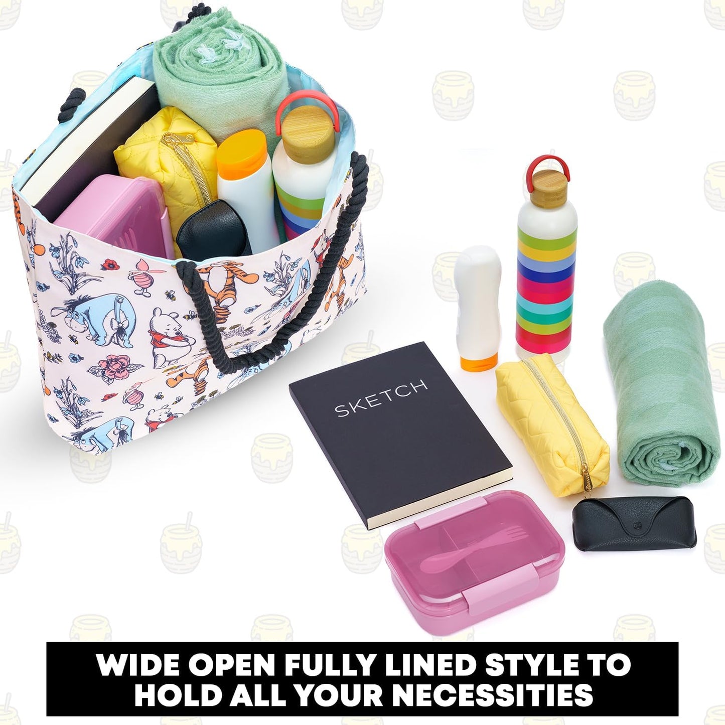 Disney Winnie the Pooh Tote Women Eeyore Piglet Tigger Floral Print Shoulder Bag