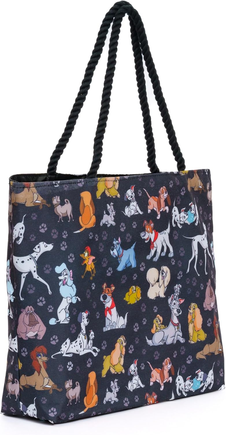 Disney Dogs Tote Bag for Women, 101 Dalmatians Lady and Tramp Print Large Canvas Purse, Disney Work Tote Big Bag,