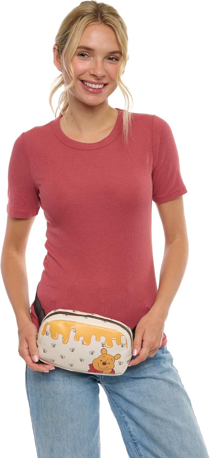 Womens Disney Belt Bag Crossbody Fanny Pack Waist Bag (Pooh White)