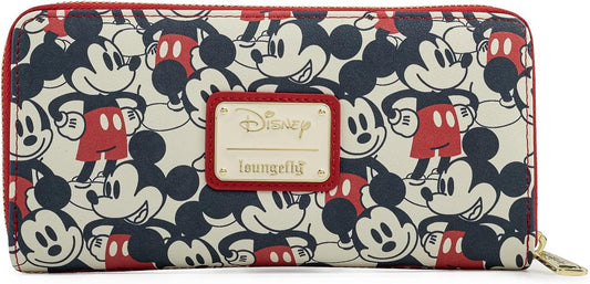 Loungefly Disney Mickey & Minnie Mouse Wallet Zip Around Clutch Faux Leather