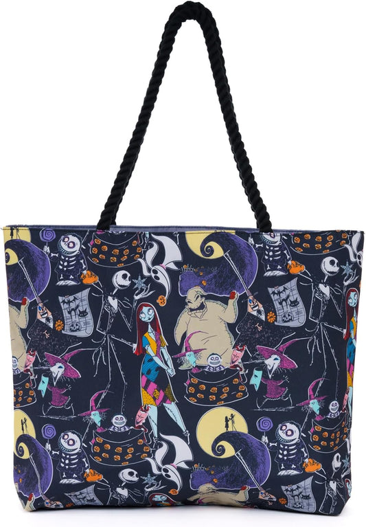 Disney Nightmare Before Christmas Tote Jack Skellington Sally Zero Print Bag