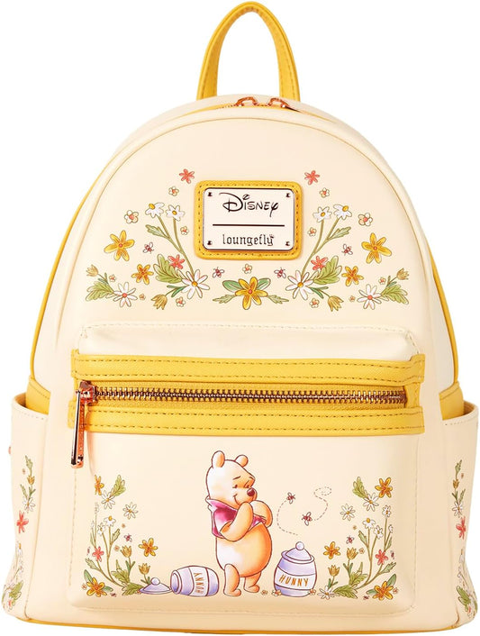 Loungefly Mini Backpack Handbag Floral Balloon Print Shoulder Bag (Yellow, Pooh)