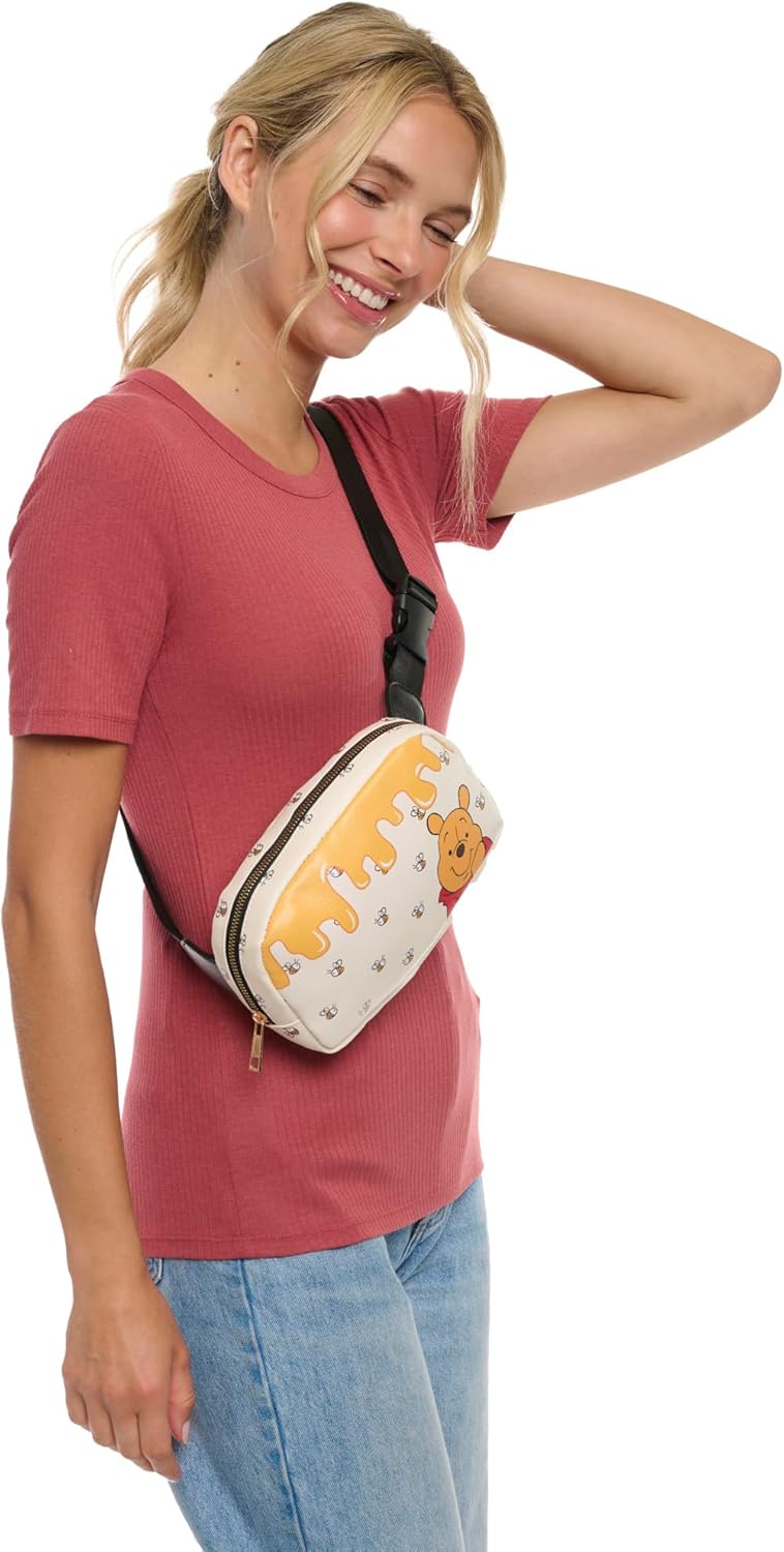 Womens Disney Belt Bag Crossbody Fanny Pack Waist Bag (Pooh White)