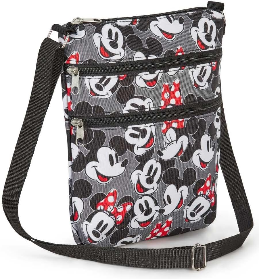 Disney Crossbody Bag Mickey & Minnie Mouse Travel Passport (Mickey Minnie Grey)