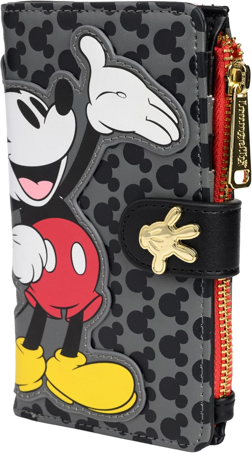 Loungefly Disney Mickey Mouse Faux Leather Wallet Womens Snap Flap Clutch