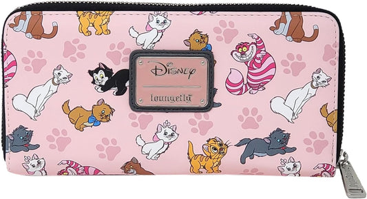 Loungefly Disney Cats Wallet Zip Around Clutch Faux Leather