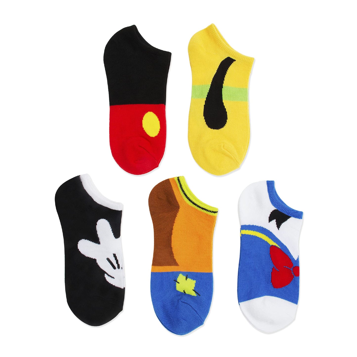 Disney Women's Mickey Mouse 5 Pack No Show Socks