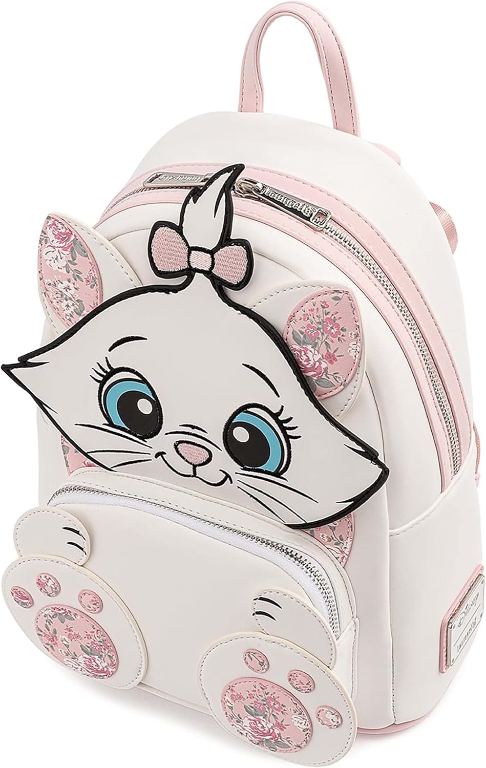 Loungefly Disney Marie Floral Footsy Womens Double Strap Shoulder Bag Backpack