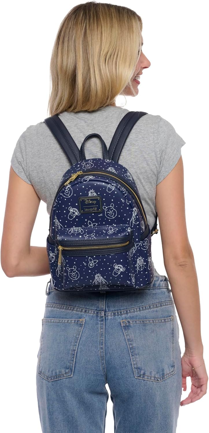 Loungefly Winnie the Pooh Navy Mini Backpack Handbag Constellation Print Double Strap Shoulder Bag