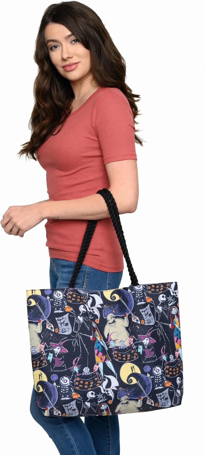 Disney Nightmare Before Christmas Tote Jack Skellington Sally Zero Print Bag