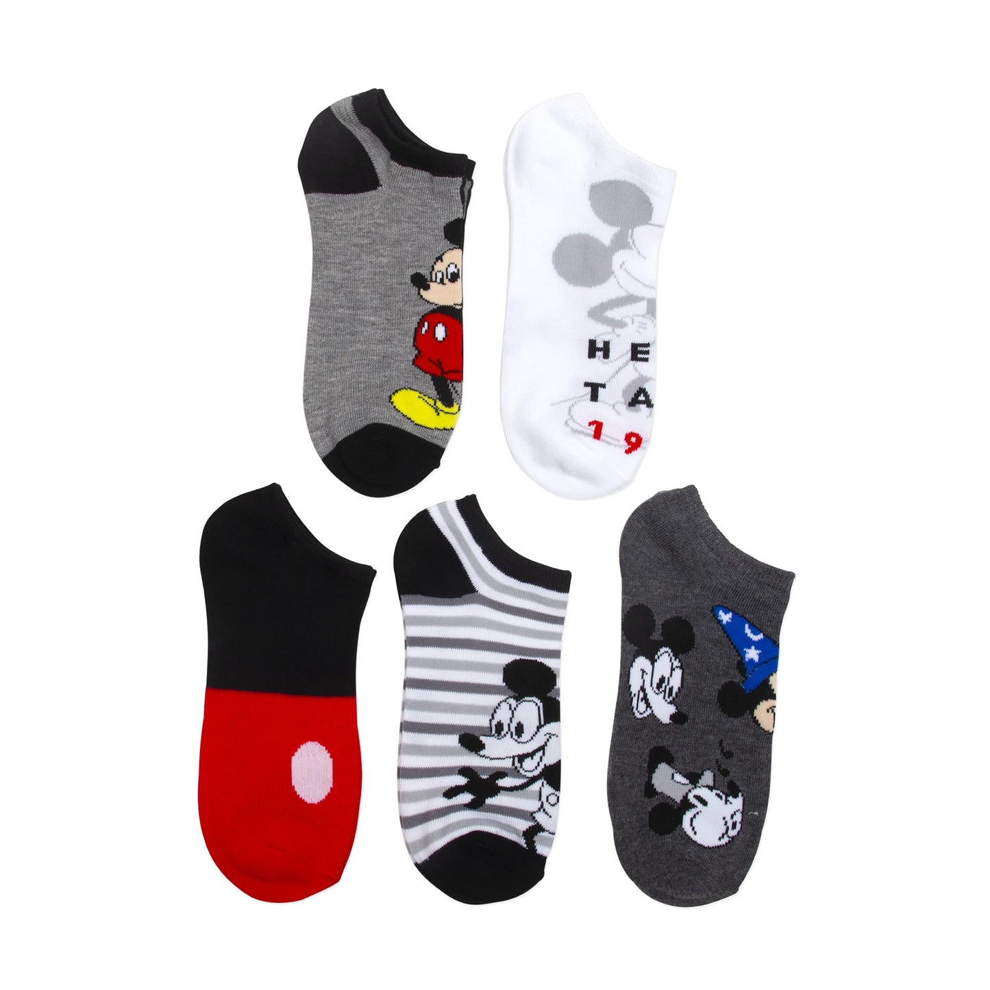 Disney Women's Mickey Mouse 5 Pack No Show Socks