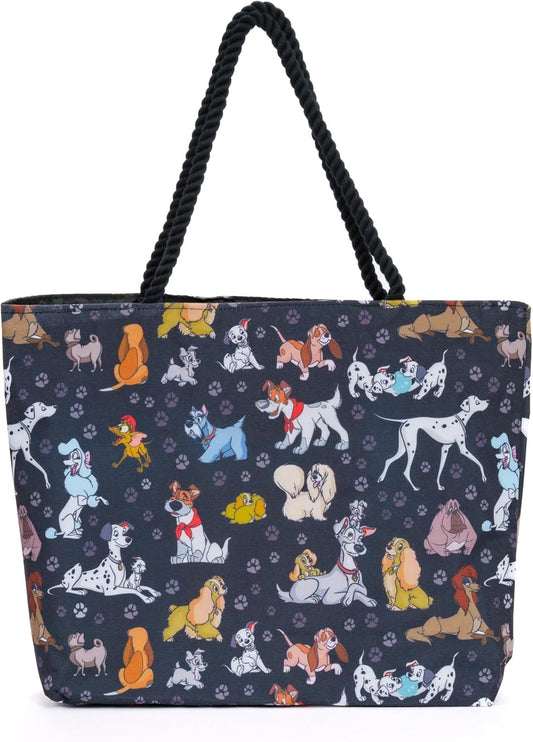 Disney Dogs Tote Bag for Women, 101 Dalmatians Lady and Tramp Print Large Canvas Purse, Disney Work Tote Big Bag,