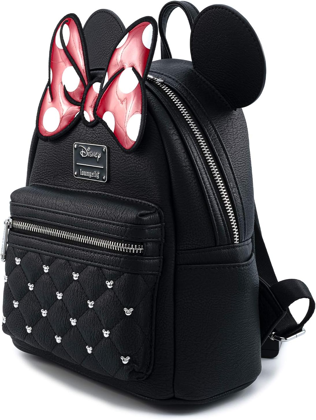 Loungefly Disney Minnie Mouse Bow Faux Leather Womens Double Strap Shoulder Bag Backpack