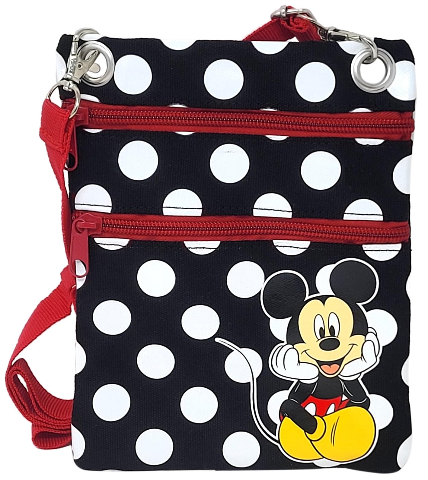 Disney Passport Bag Crossbody Travel Mickey Minnie Eeyore Stitch Cheshire All Over Print