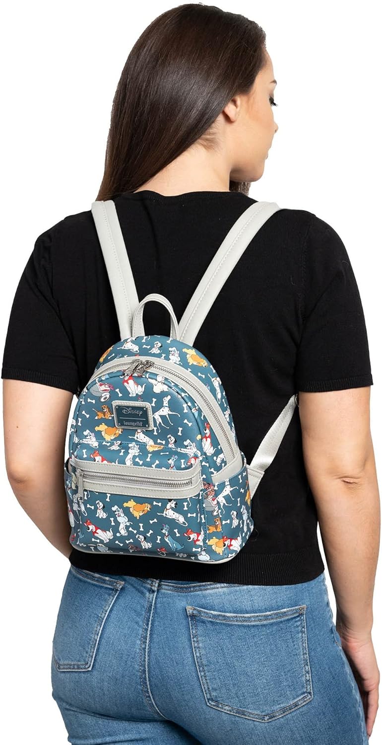 Loungefly Disney Dogs Mini-Backpack Handbag All Over Print Lady Tramp Dalmatians