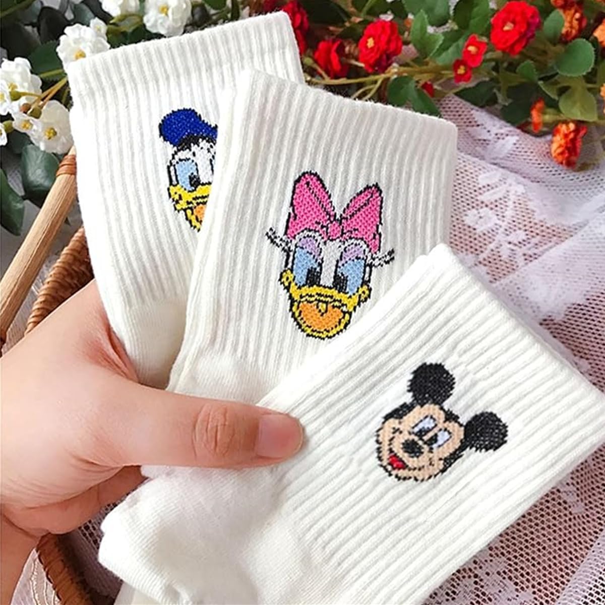 Animation Character Women Crew Socks 5 Pairs, Character Cartoon Series Collection Women's Original Socks One Size 5-8