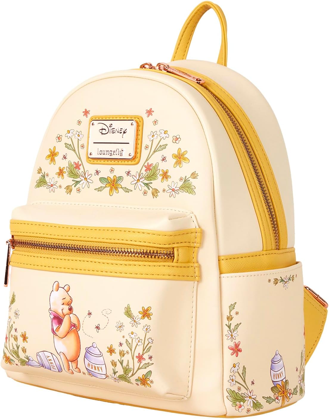 Loungefly Mini Backpack Handbag Floral Balloon Print Shoulder Bag (Yellow, Pooh)