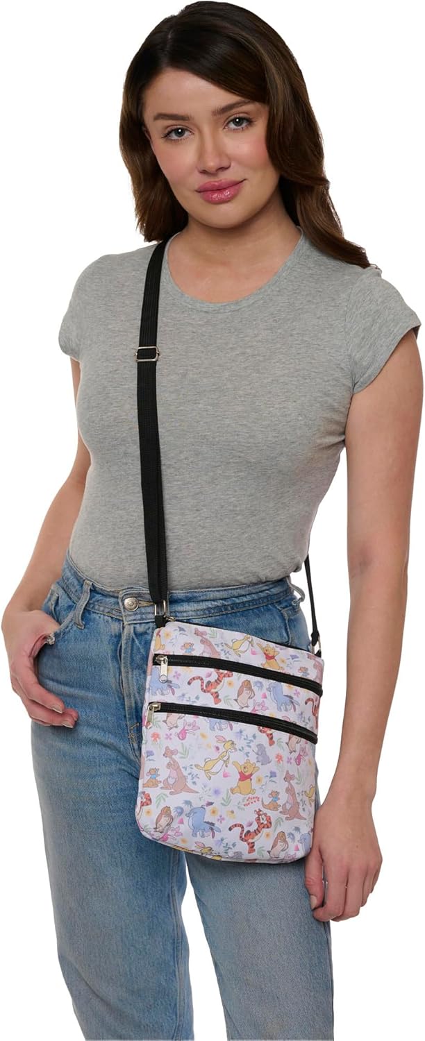 Disney Crossbody Bag Winnie the Pooh Travel Passport (Pooh and Friends, Beige)