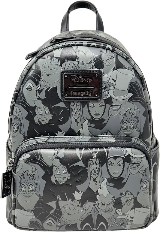 Loungefly Disney Villains Debossed All Over Print Womens Double Strap Shoulder Bag Backpack