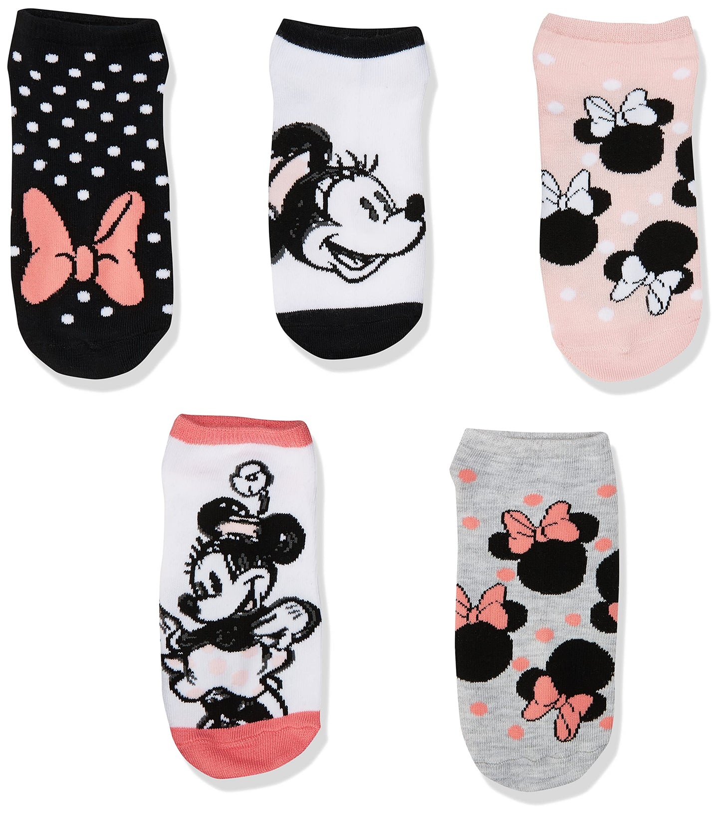 Disney womens Minnie Mouse 5 Pack No Show Socks