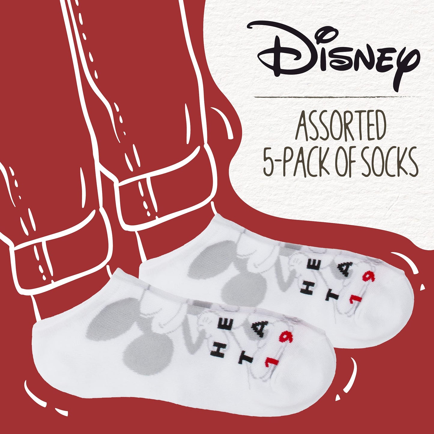 Disney Women's Mickey Mouse 5 Pack No Show Socks
