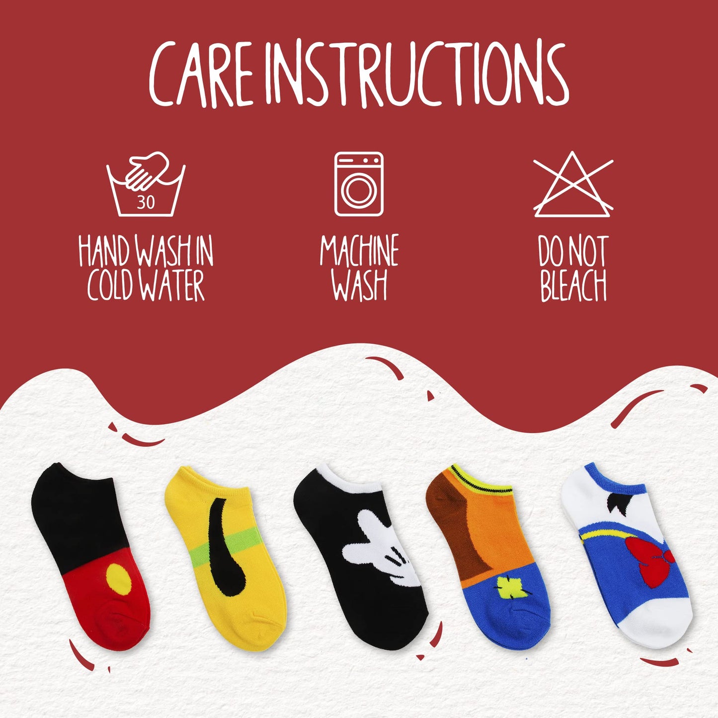 Disney Women's Mickey Mouse 5 Pack No Show Socks