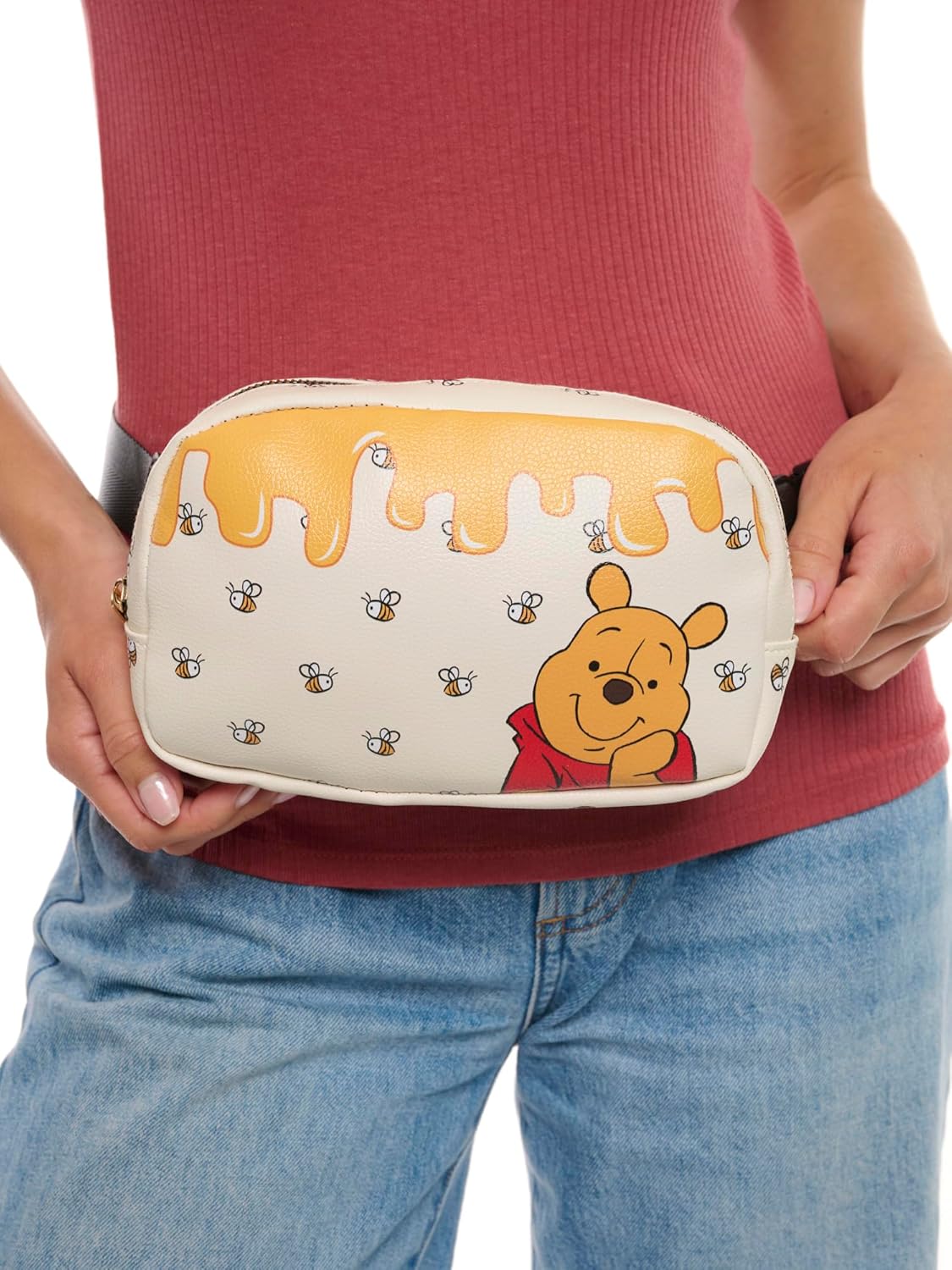 Womens Disney Belt Bag Crossbody Fanny Pack Waist Bag (Pooh White)
