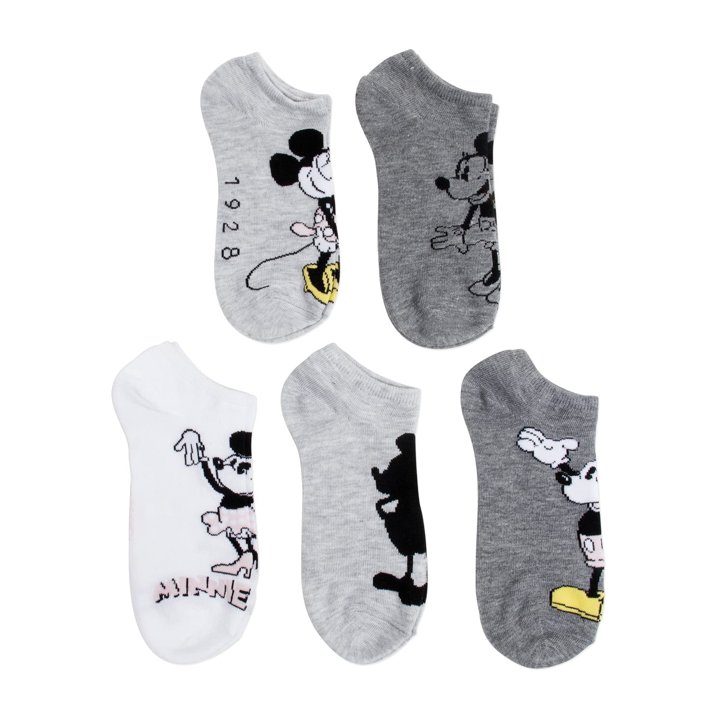 Disney Women's Mickey Mouse 5 Pack No Show Socks