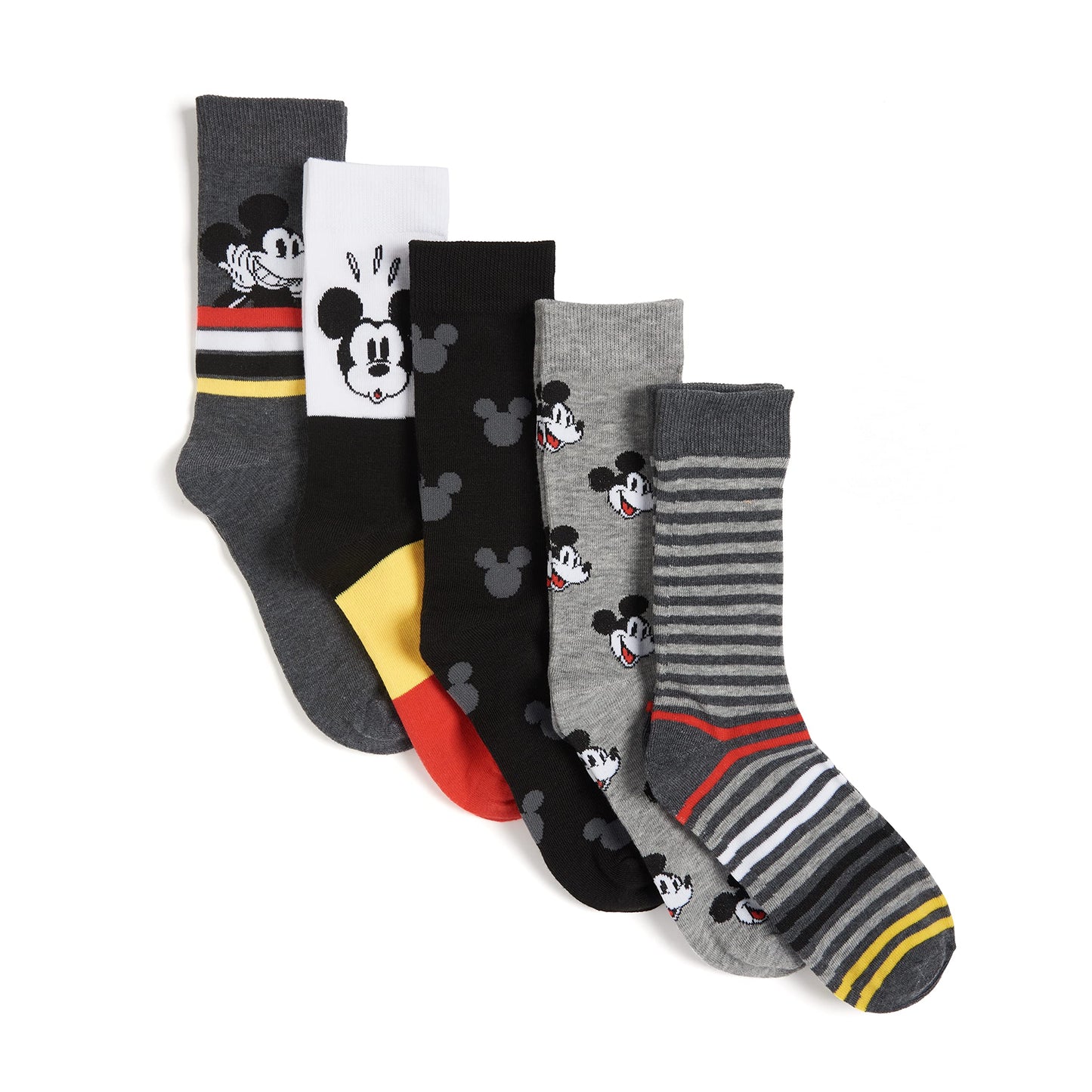 Disney mens Mickey Mouse 5 Pack Crew Socks