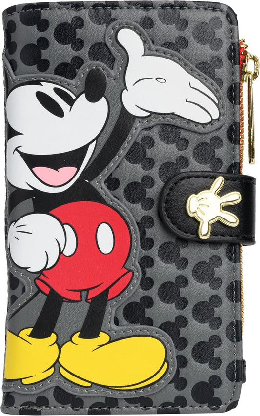 Loungefly Disney Mickey Mouse Faux Leather Wallet Womens Snap Flap Clutch