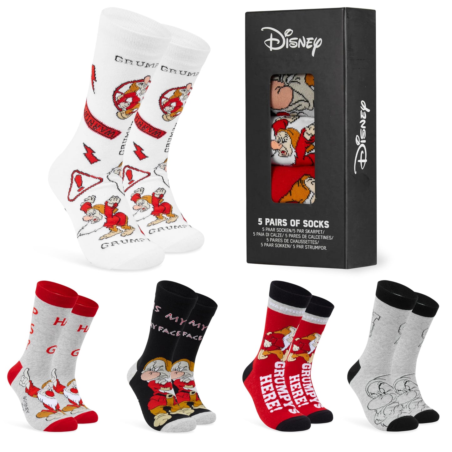 Disney Crew Socks for Men & Teens US Size 7–11, Pack of 5 Casual Socks, Star Wars Baby Yoda Monsters Inc, Cozy Gifts for Men