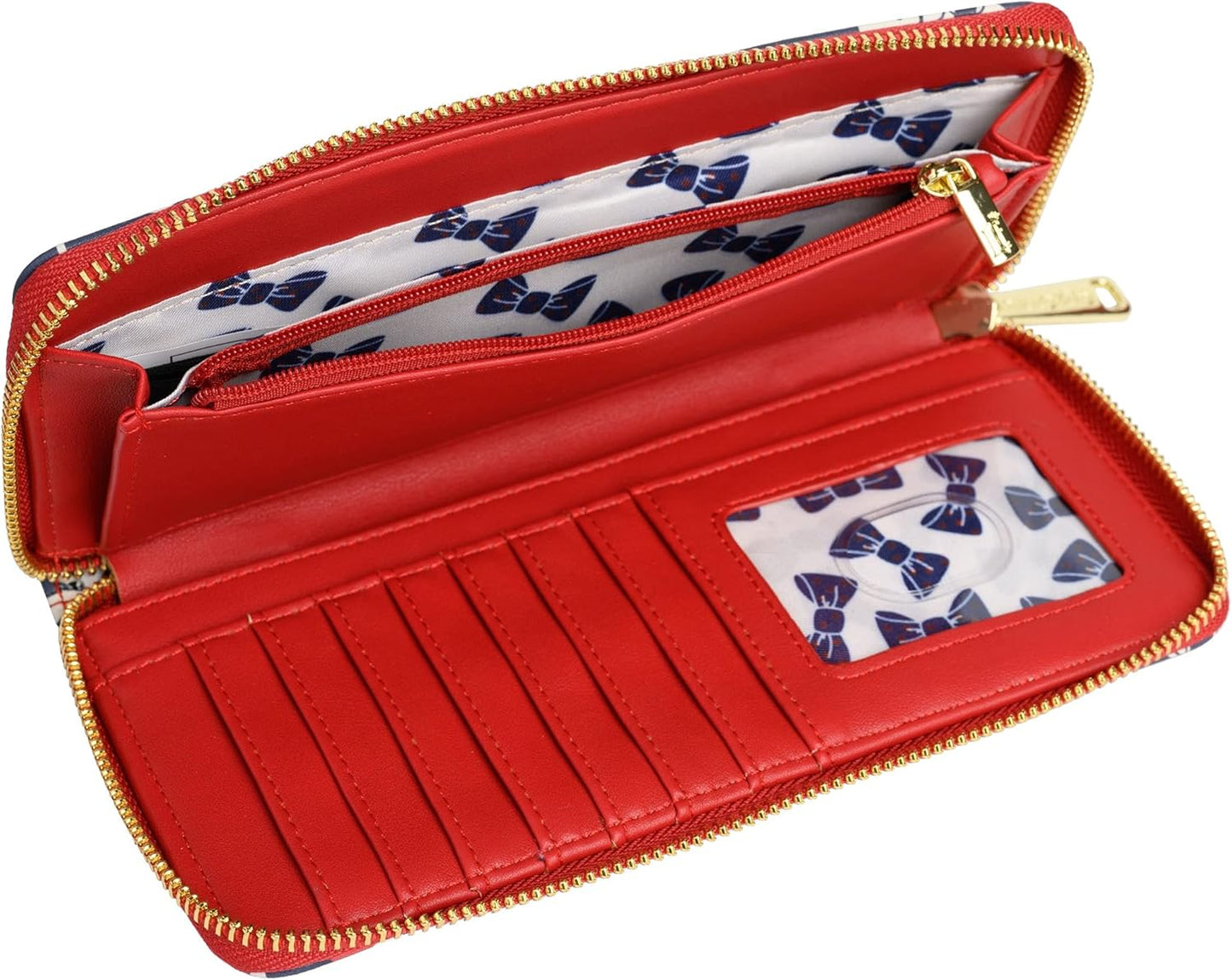 Loungefly Disney Mickey & Minnie Mouse Wallet Zip Around Clutch Faux Leather