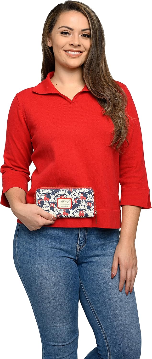 Loungefly Disney Mickey & Minnie Mouse Wallet Zip Around Clutch Faux Leather
