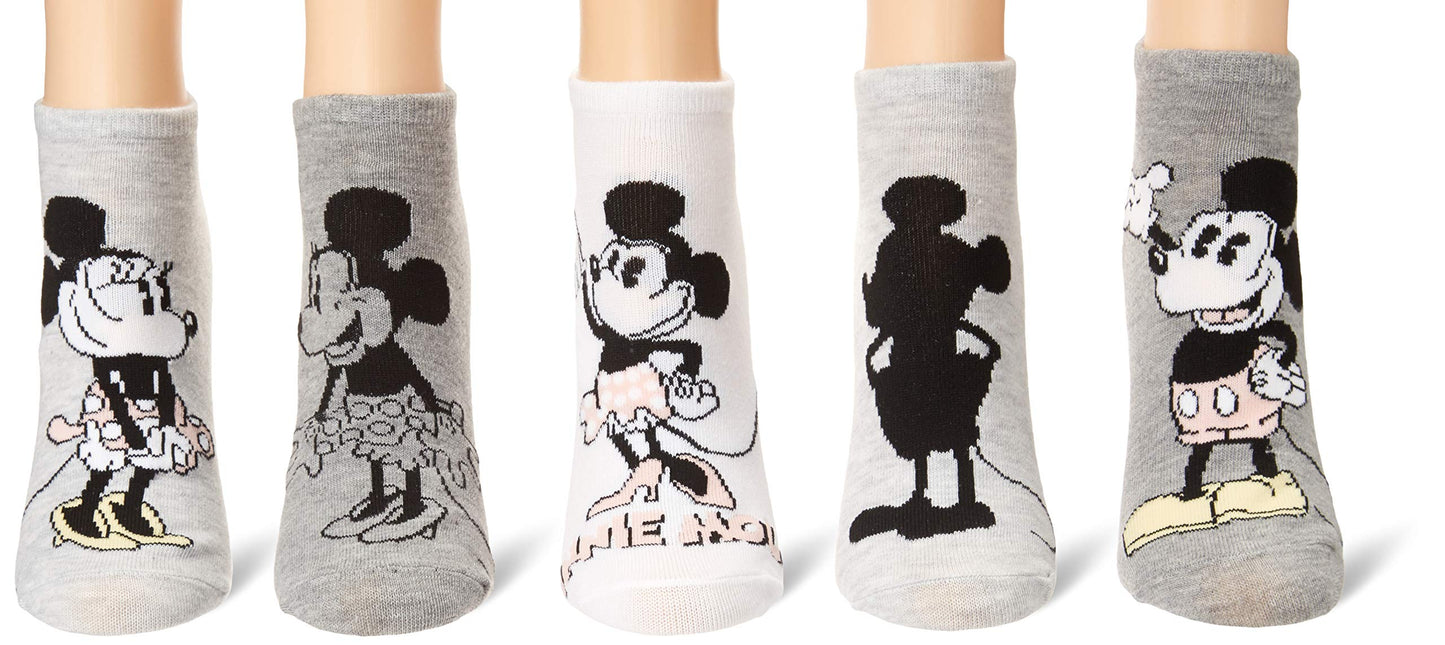 Disney Women's Mickey Mouse 5 Pack No Show Socks