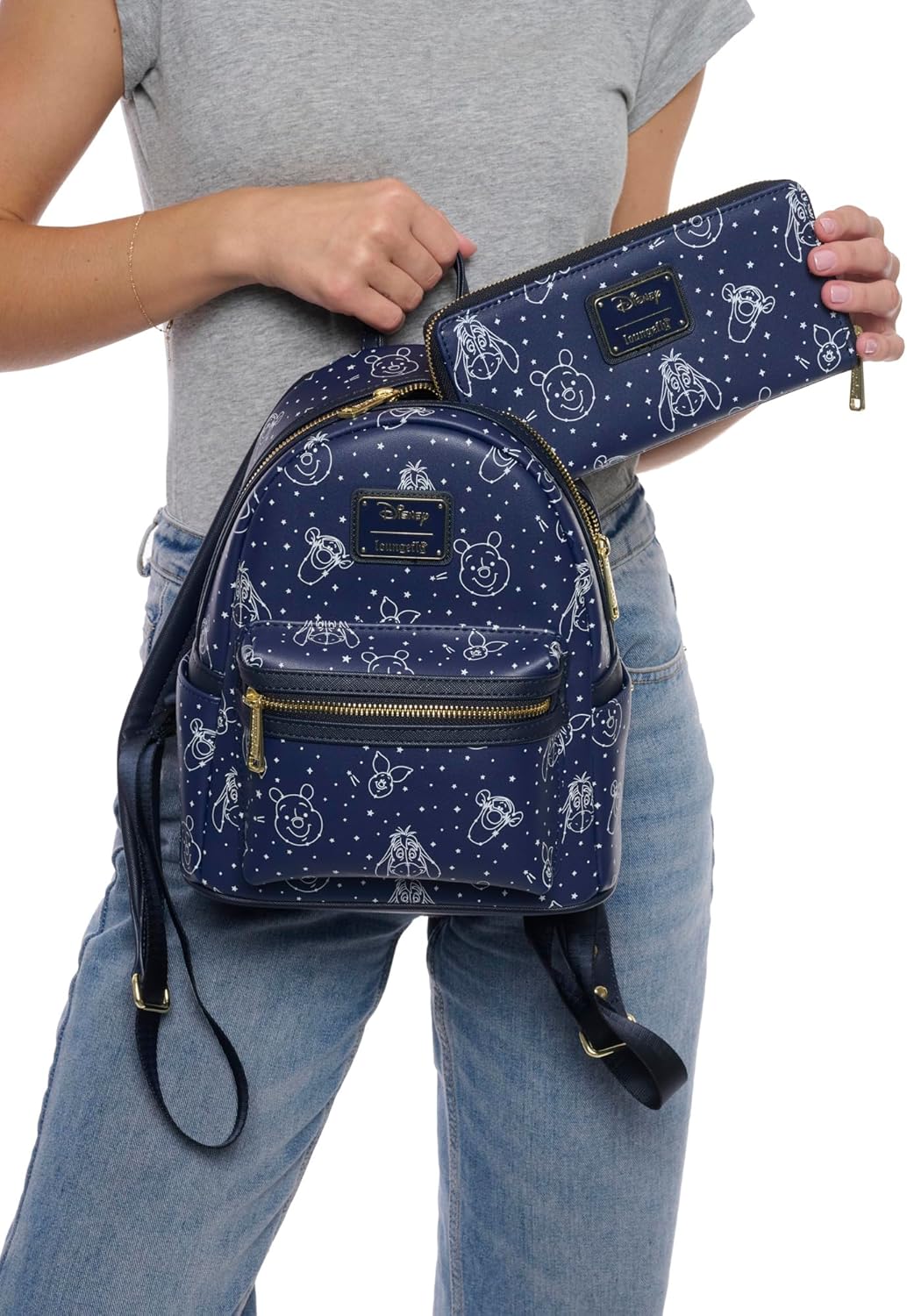 Loungefly Winnie the Pooh Navy Mini Backpack Handbag Constellation Print Double Strap Shoulder Bag