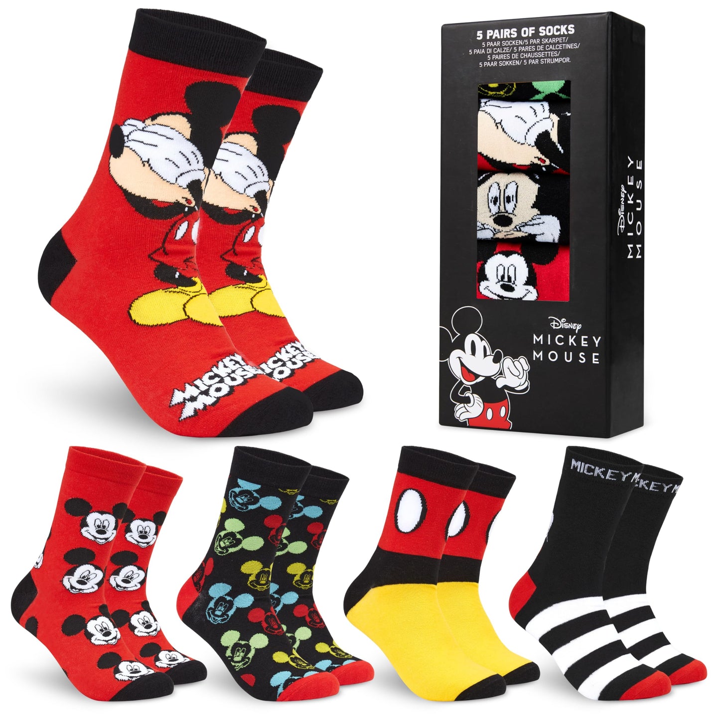 Disney Crew Socks for Men & Teens US Size 7–11, Pack of 5 Casual Socks, Star Wars Baby Yoda Monsters Inc, Cozy Gifts for Men
