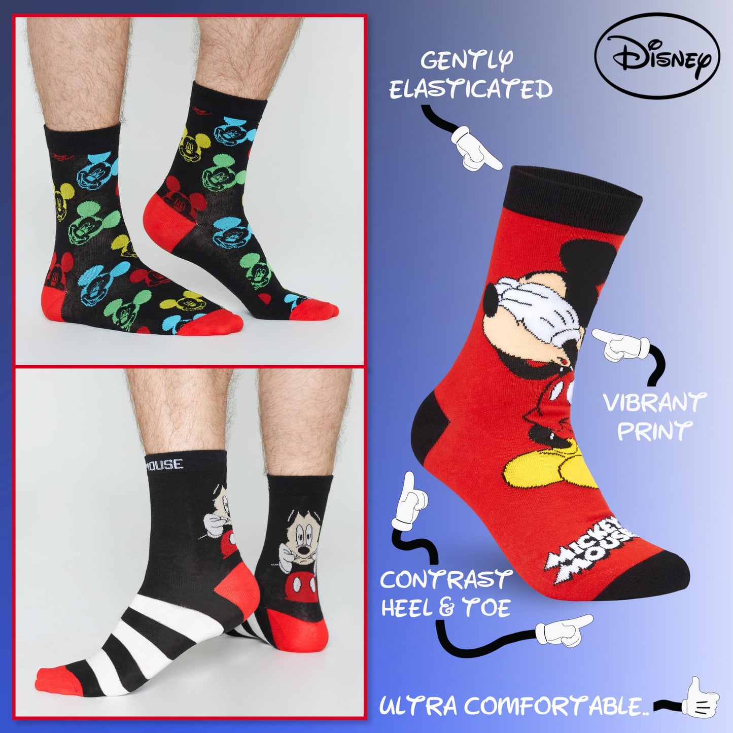 Disney Crew Socks for Men & Teens US Size 7–11, Pack of 5 Casual Socks, Star Wars Baby Yoda Monsters Inc, Cozy Gifts for Men