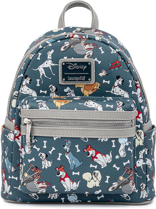 Loungefly Disney Dogs Mini-Backpack Handbag All Over Print Lady Tramp Dalmatians