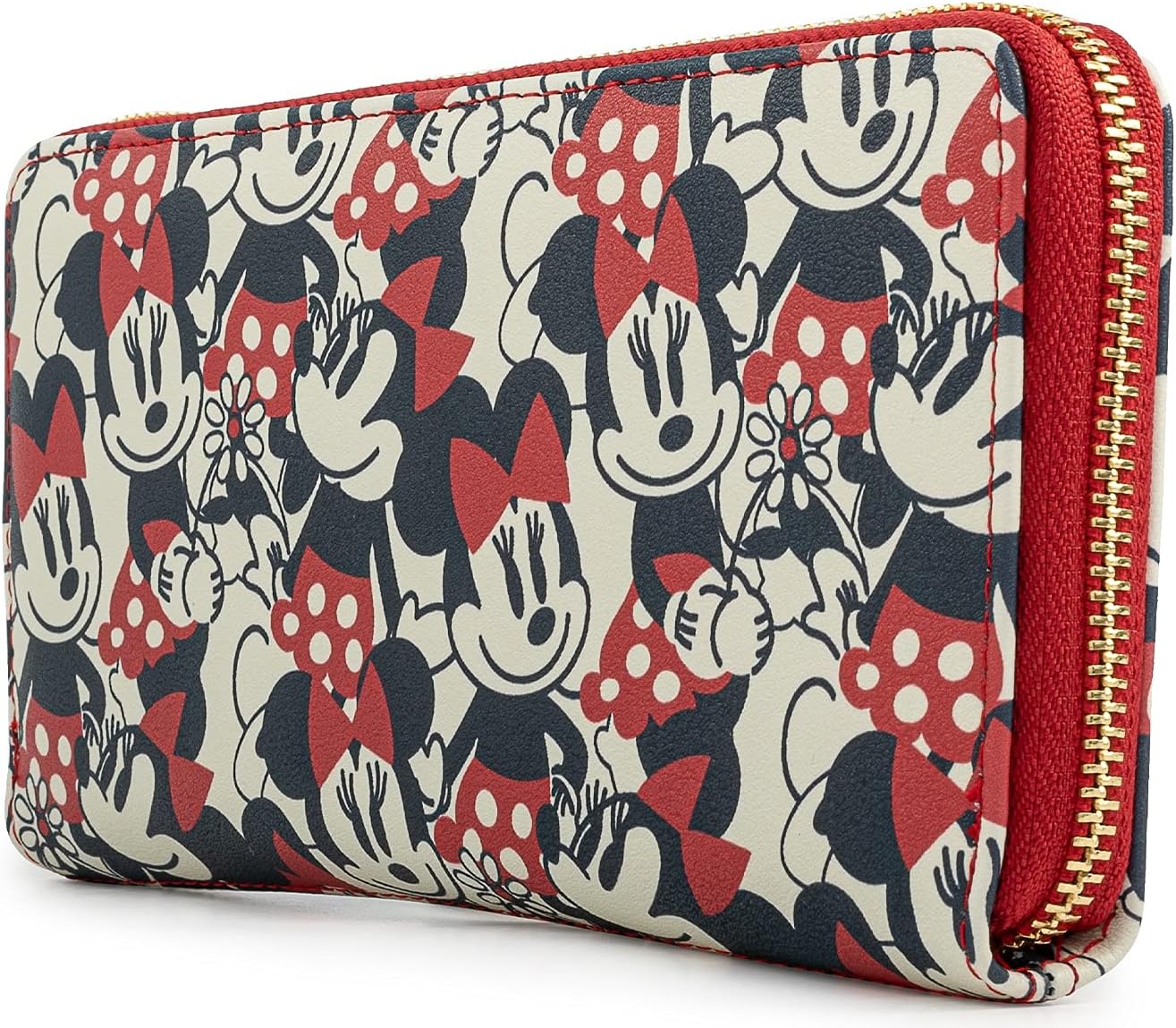 Loungefly Disney Mickey & Minnie Mouse Wallet Zip Around Clutch Faux Leather