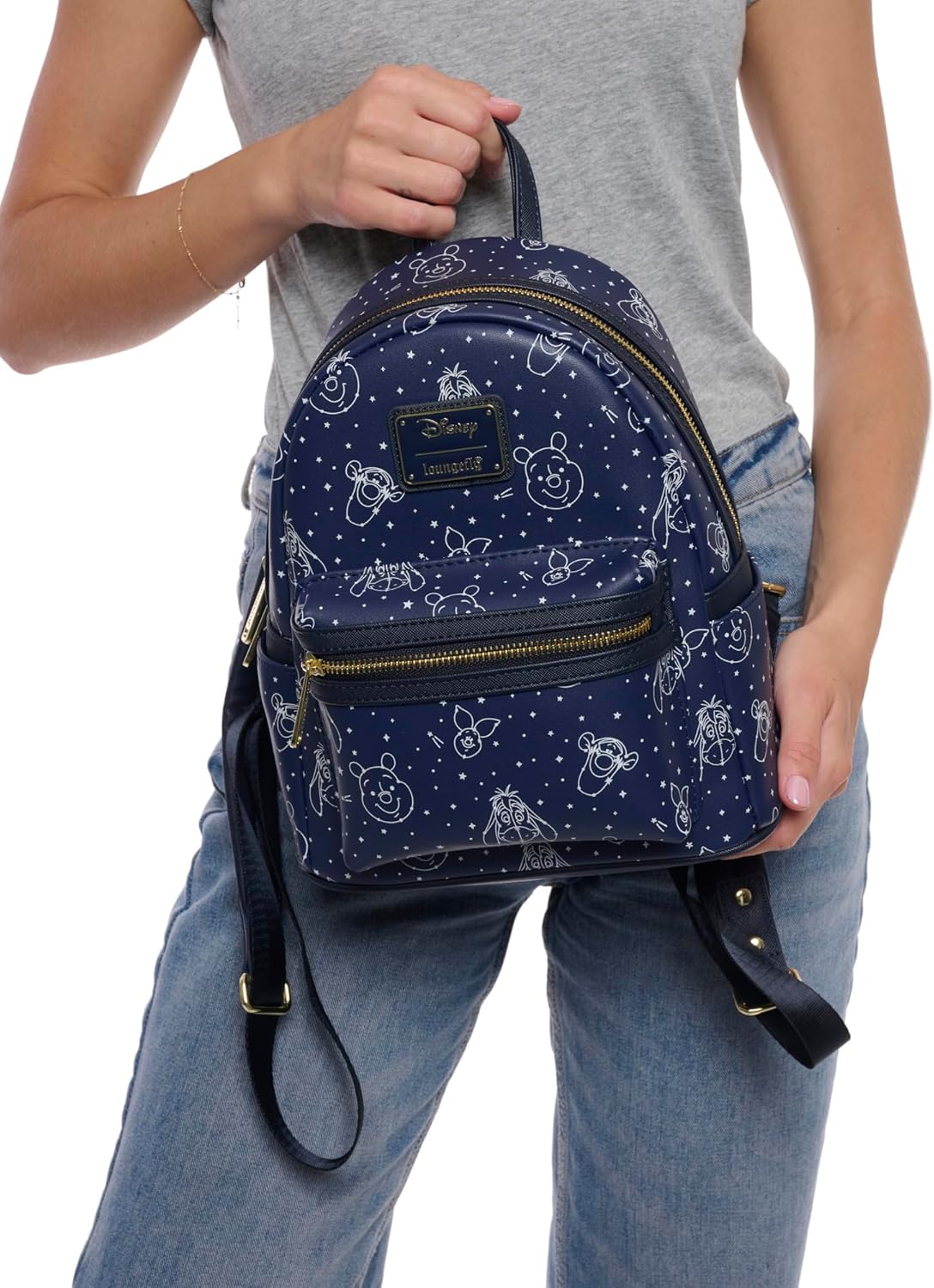 Loungefly Winnie the Pooh Navy Mini Backpack Handbag Constellation Print Double Strap Shoulder Bag