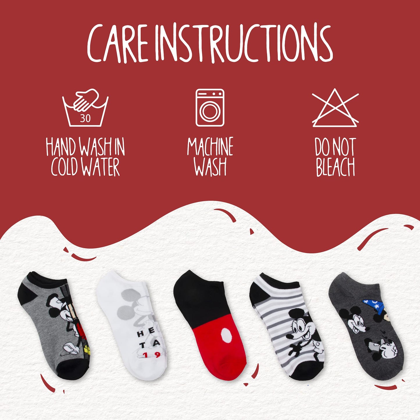 Disney Women's Mickey Mouse 5 Pack No Show Socks