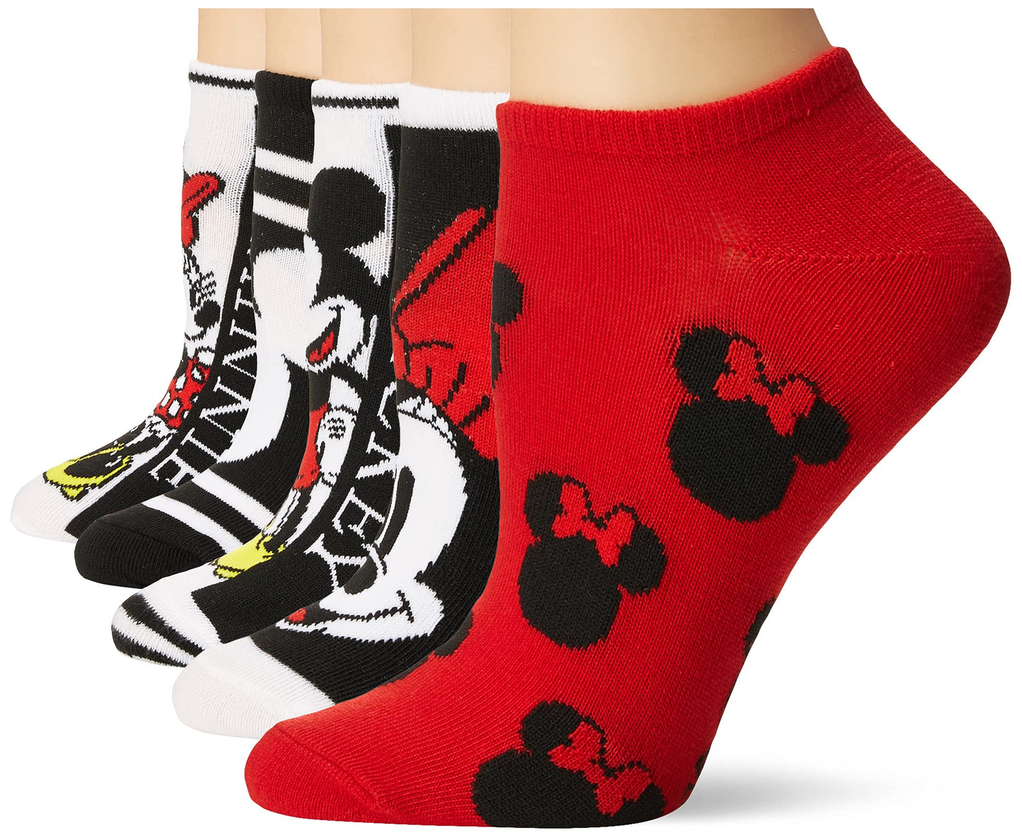 Disney Women's Mickey Mouse 5 Pack No Show Socks
